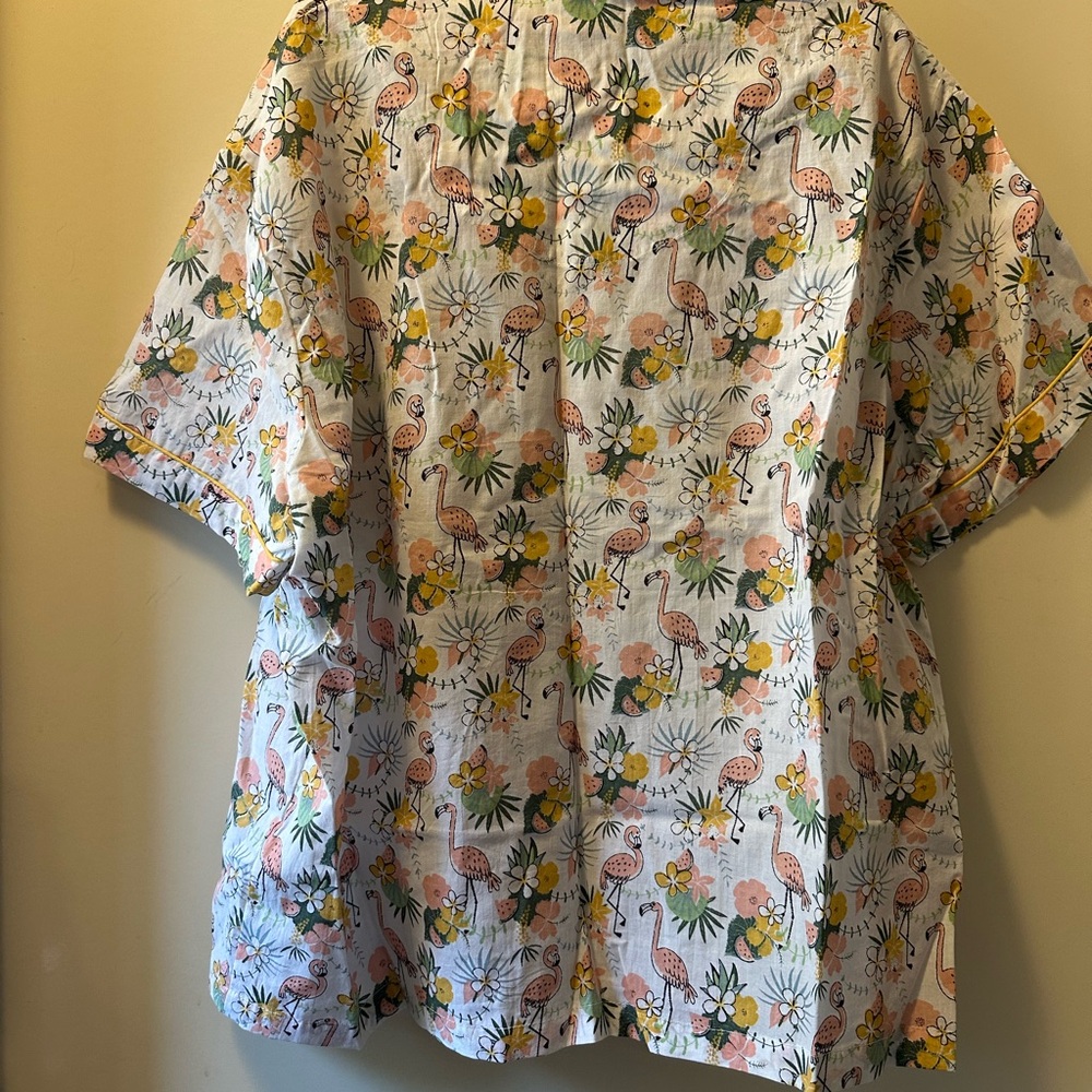 Mahogany Flamingo and Floral Print Pajama Set - Picture 3 of 5